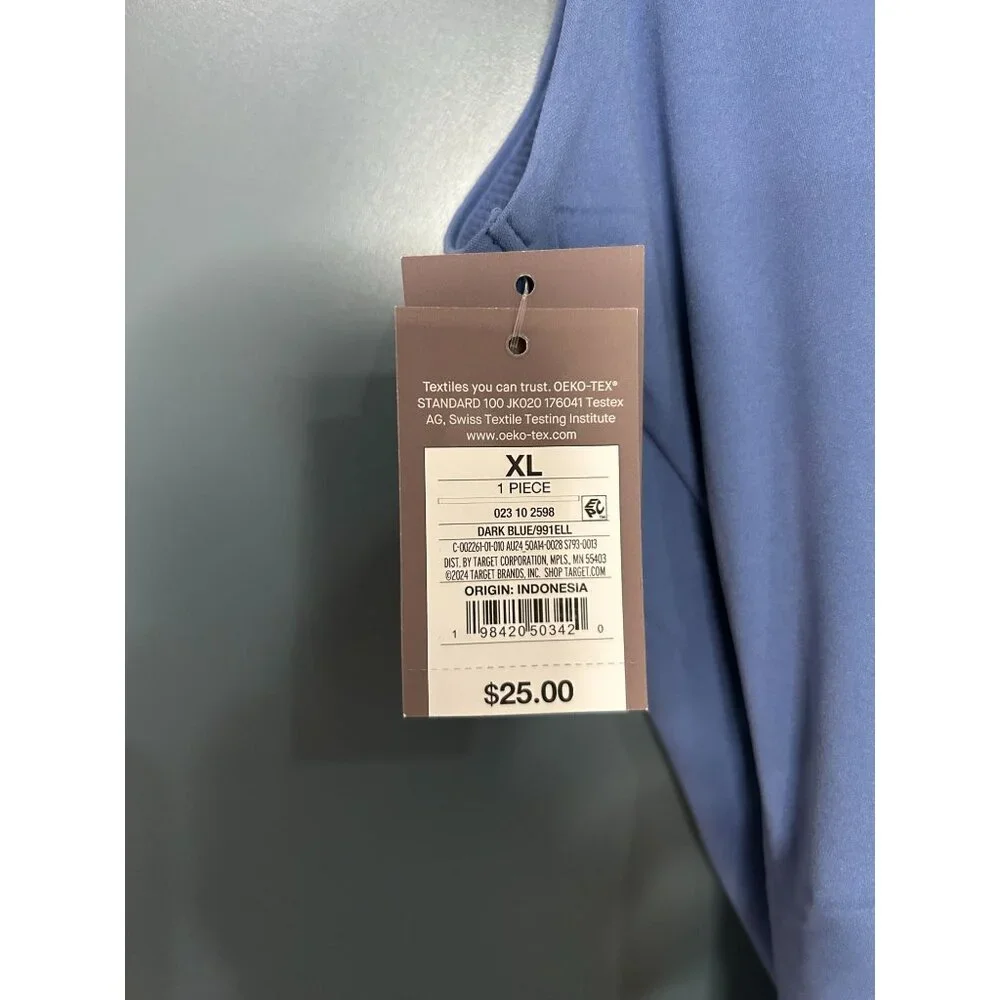 NWT Women's Luxe Stretch Boatneck Bikini Bodysuit - Auden Blue XL - Picture 2 of 4
